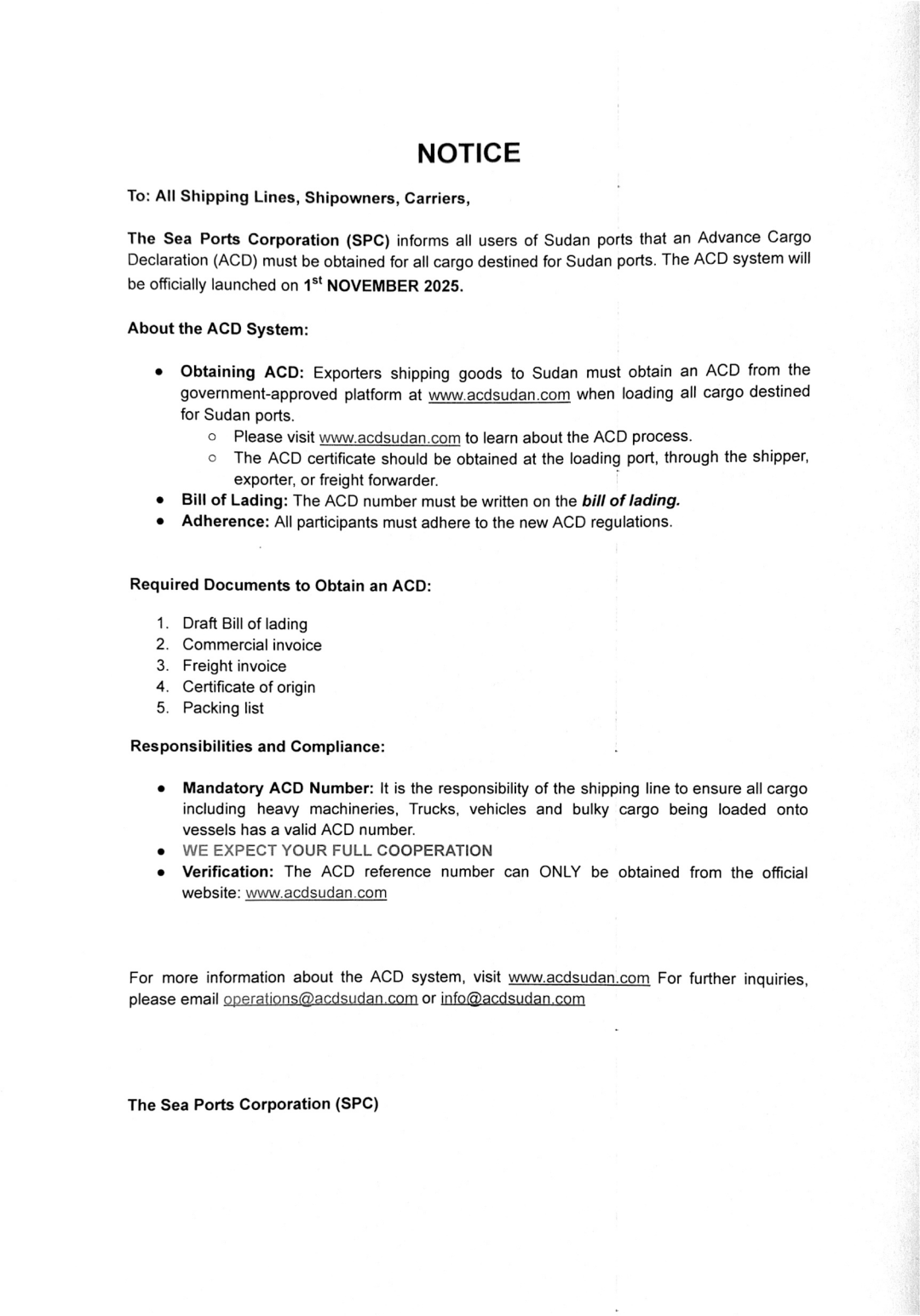 (DEMO) Ministry of Interior - Customs Forces Presidency - Sea Ports Corporation